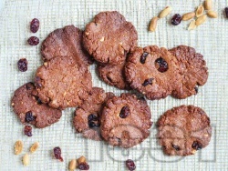 Здравословни бисквити с фъстъчено масло, кокосова захар и сушени боровинки - снимка на рецептата